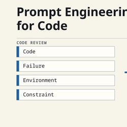 Code, failure, environment, and constraints leading to a reviewable change