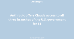 Anthropic offers Claude access to all three branches of the U.S. government for $1
